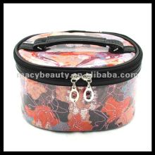 Flower design soft cosmetic organizer case plastic vanity case