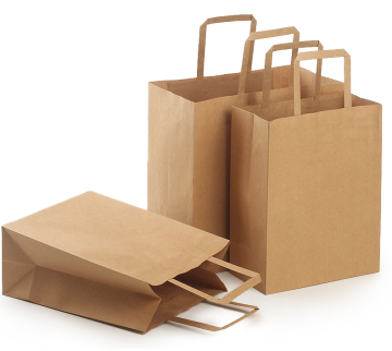 Customized printing flat handle kraft paper bag