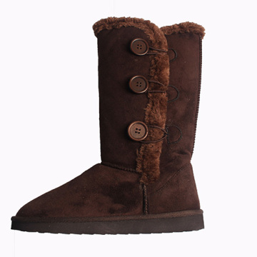 Cheap Warm Ladies Three Button Brown Snow Boots Cheap Snow Boots