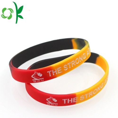 Mode Gradien Dicetak Logo Epoxy Silicone Bracelet