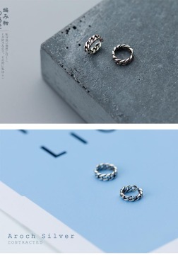 Stylish Vintage Thai Silver Earring Woven Ear Clip