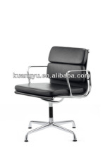 soft pad low back chair,genuine leather chat chair, four star leg meeting chair