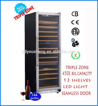 Triple Temp Zone Gel Wine Bottle Cooler Refrigerators with Locks USF-168TBuilt-In or Freestanding Capable Used Wine Equipment
