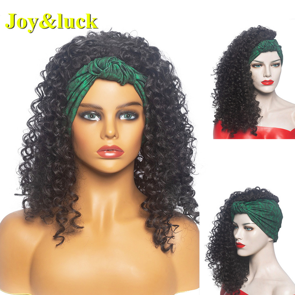 Black Hairband For Black Women  Natural Curl Ladies Head Band Wig Scarf Hair Long Kinky Curly Headband Wig Synthetic Hair Wigs