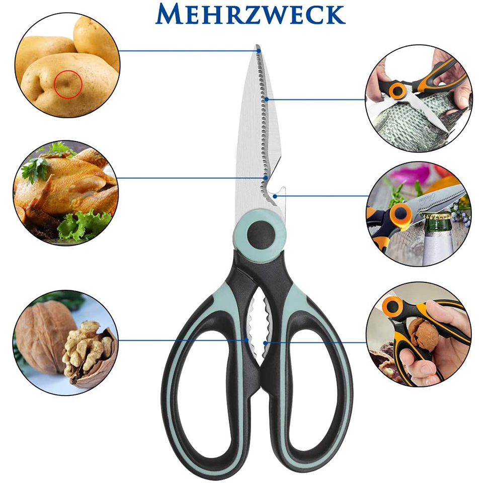 Updated 2020 Herb Scissors Set Cool Kitchen Gadgets for Cutting Fresh Garden Herbs - Herb Cutter Shears with 5 Blades and Cover