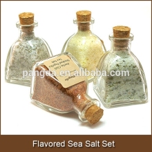 Flavored Sea Salt Set- 4 Gourmet Sea Salt Blends in Mini Pyramid Bottle, Wedding Favor, Salt Sampler, Seasoning, Chef Gift