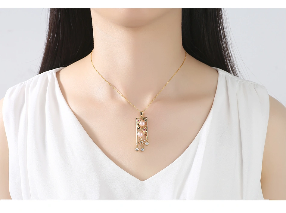 18K Gold Plated S925 Small Flower Silver Pearl Pendant Necklaces