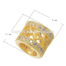 11*9mm popular style cylinder shape crystal pave bead zircon micro pave hollow beads
