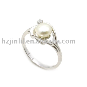 925 sterling silver ring,silver ring with pearl(R010318)