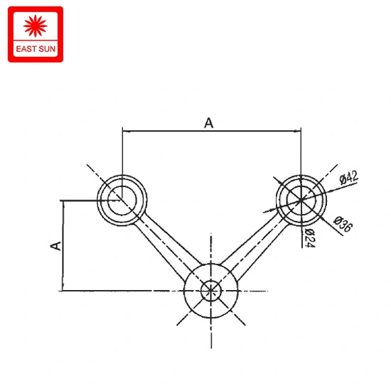 Two Arm Ways  AISI316 Glass Spider (SD-150-2-90R)  