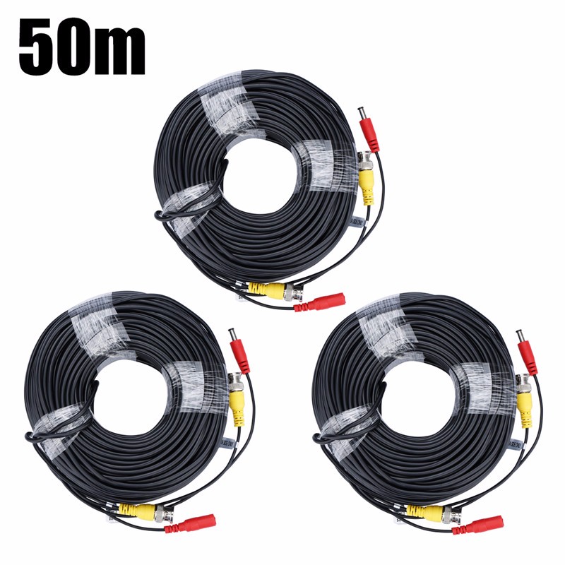 Custom Male to Female CCTV Camera Security Assembly RG59 Video BNC DC Power Cable Black / White Bare Copper Non-shielded CE RHOS