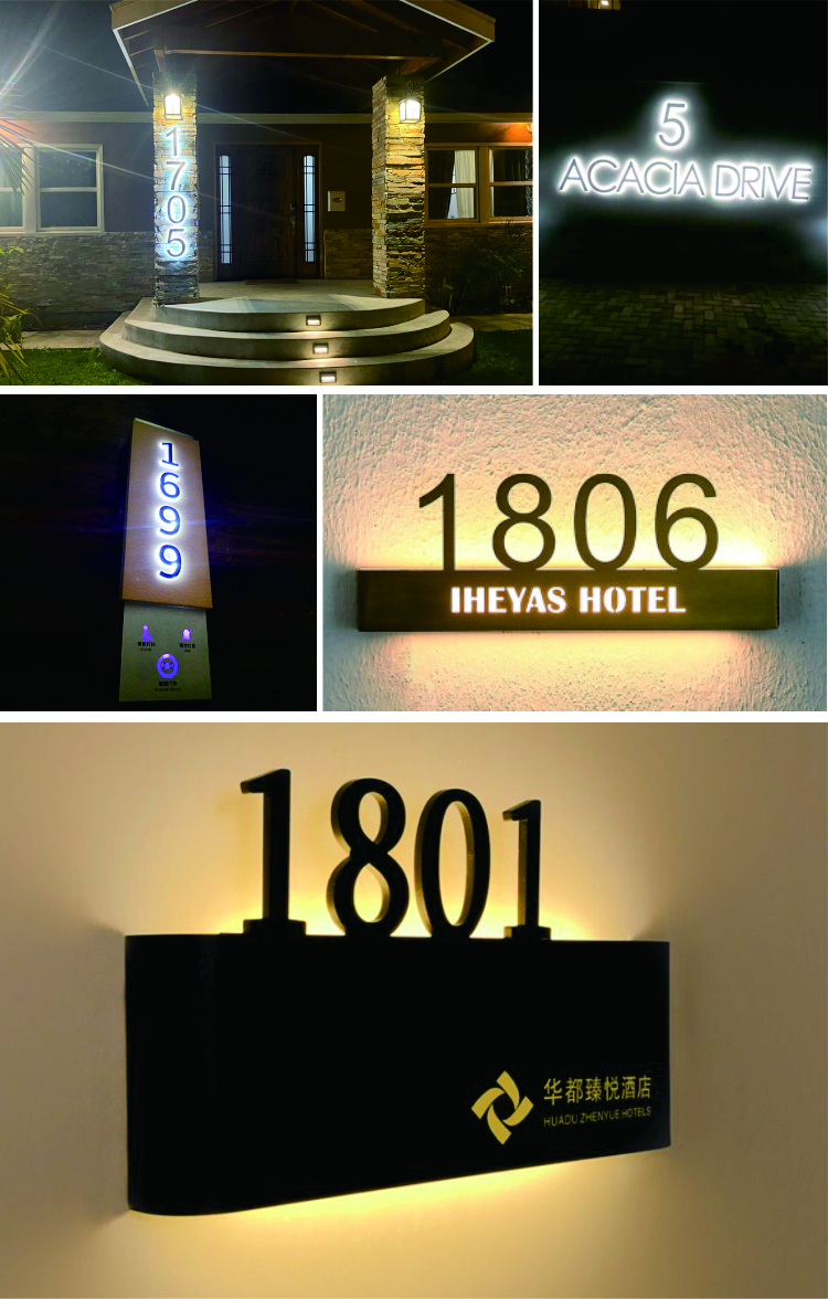 DINGYISIGN Custom Wholesale 3D Backlit Stainless Steel Lighted Led House Number Sign Outdoor