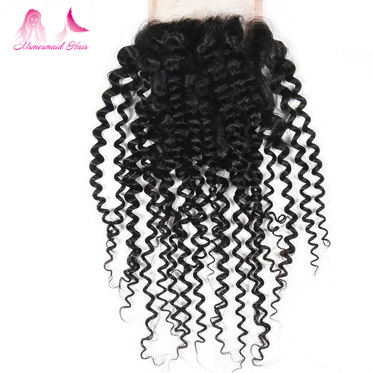 wholesale price kinky curly malaysian hair natural color double drawn human hair bundles with 4*4 lace closure