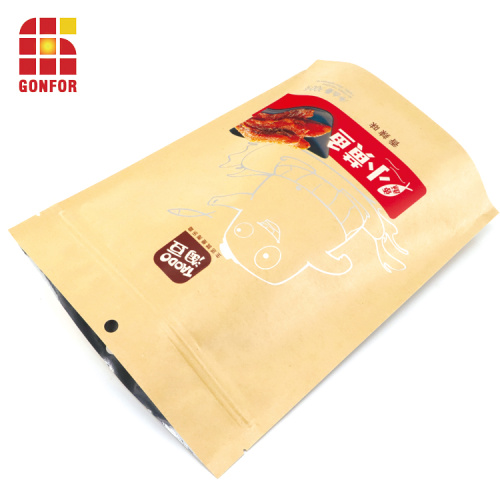 Bolsa de pé de papel Kraft laminado reselable