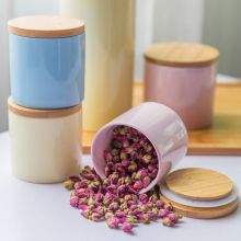 Ceramic Jar With Wooden Lid Color Jar