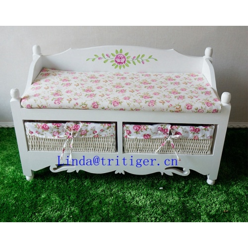 Wooden Shoe Rack Storage Bench with Basket drawers