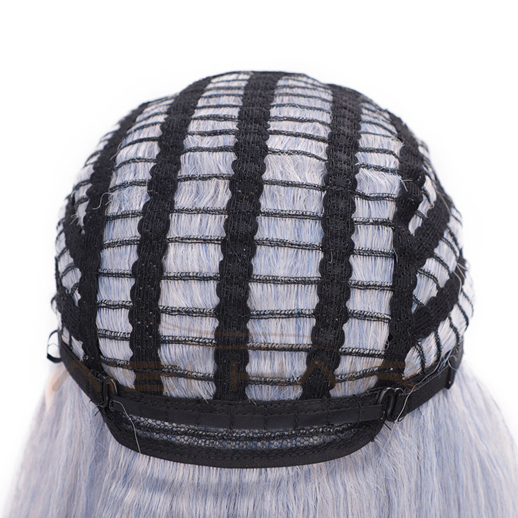 Aisi Hair Short Bob Middle Part Machine Made Wigs Yaki Grey Color Synthetic Short Cosplay Wigs for American Africans