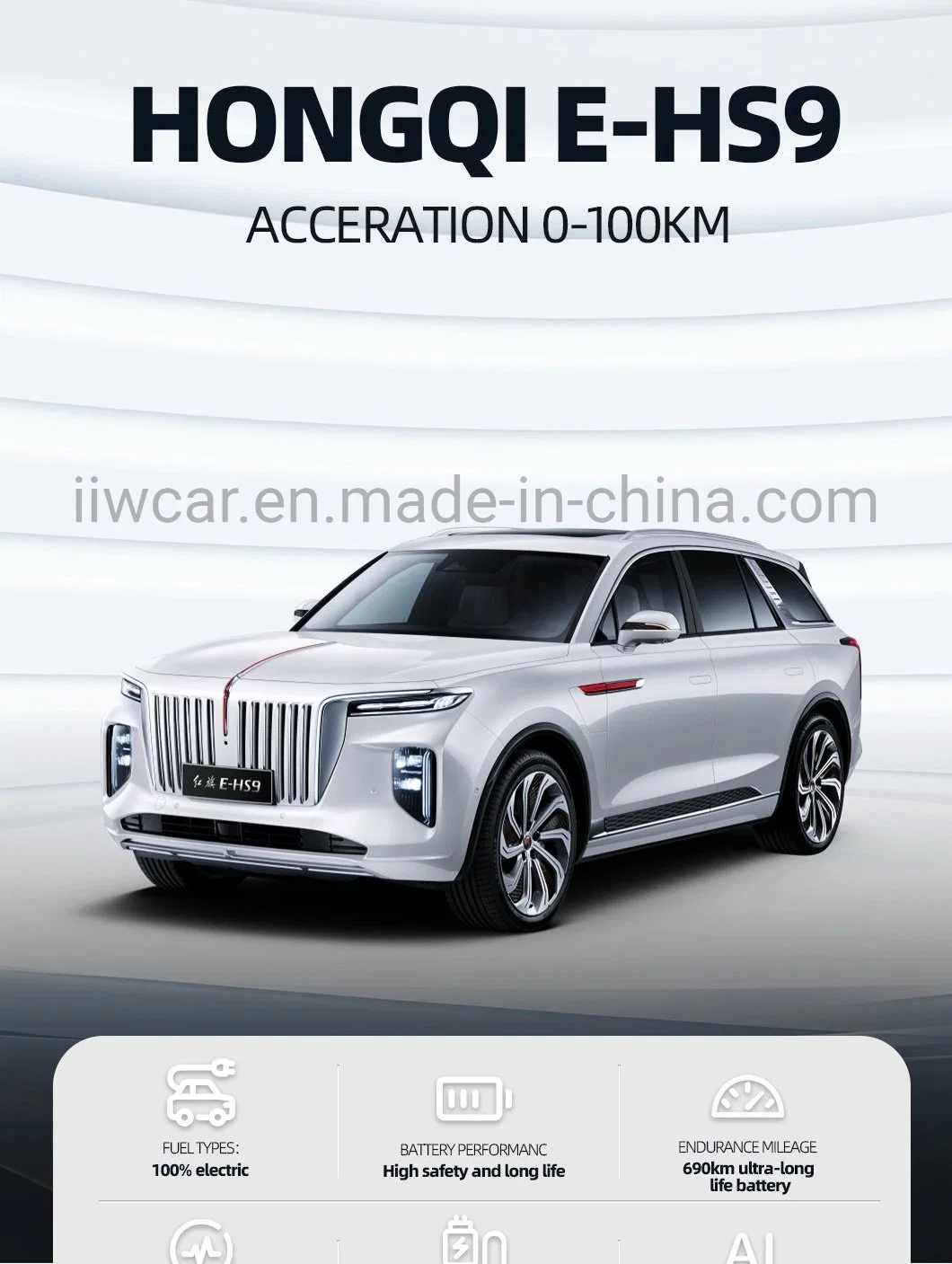 Electric Car Ehs9 for Adult Using Smart Control System Electric Vehicle New Energy Car Automobile 7 Seats SUV Fast Charge Electrical Vehicle Cheap Used Car