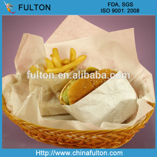 SGS food grade greaseproof muffin liners/greaseproof paper for bread for burger/meat wrapping/grease resistant paper