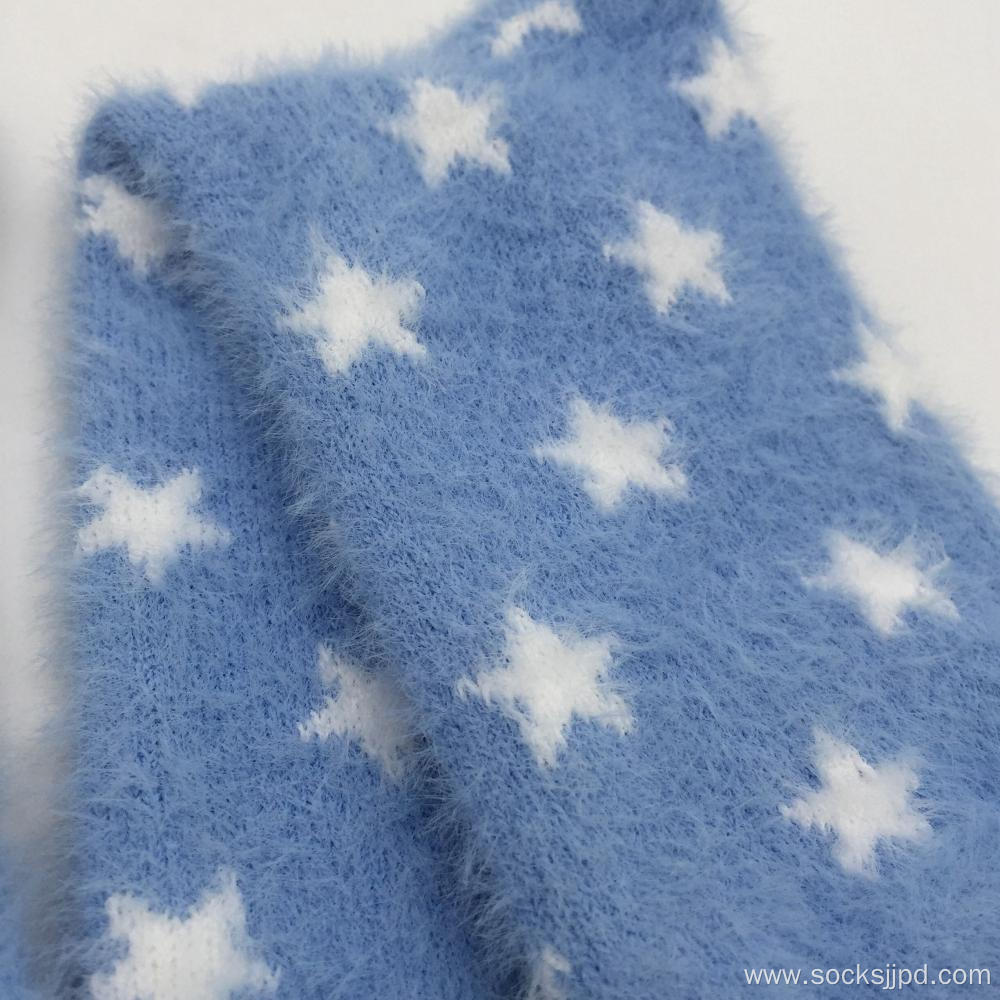 super soft White star blue cosy socks