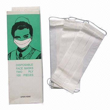 2-ply Disposable Paper Face Mask, Soft Elastic Cord Earloop, Available in White