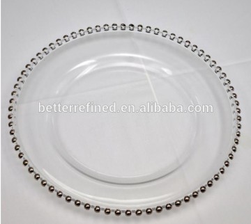 silver beaded fancy charger plate