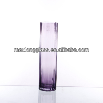Hand made Violet color glass cylinder vases.