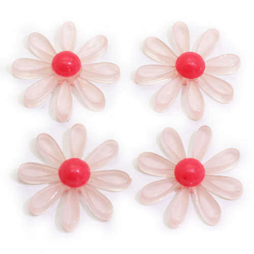 Cabochon in resina a forma di fiore rosa trasparente Major Mini carino per ragazze Accessori per capelli per indumenti Pendenti con perline