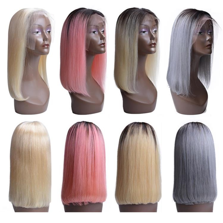 Wholesale Colourful Wig Vendors Short Bob Lace Front Ombre Colored Brazilian Human Hair Wig