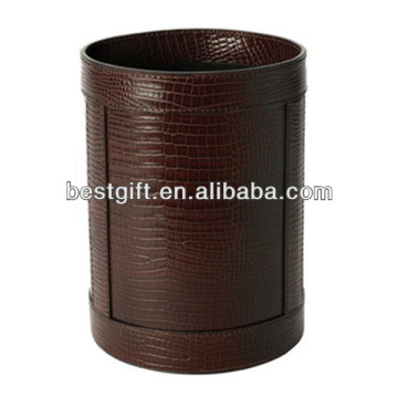 Faux leather waste basket crocodile skin embossed design