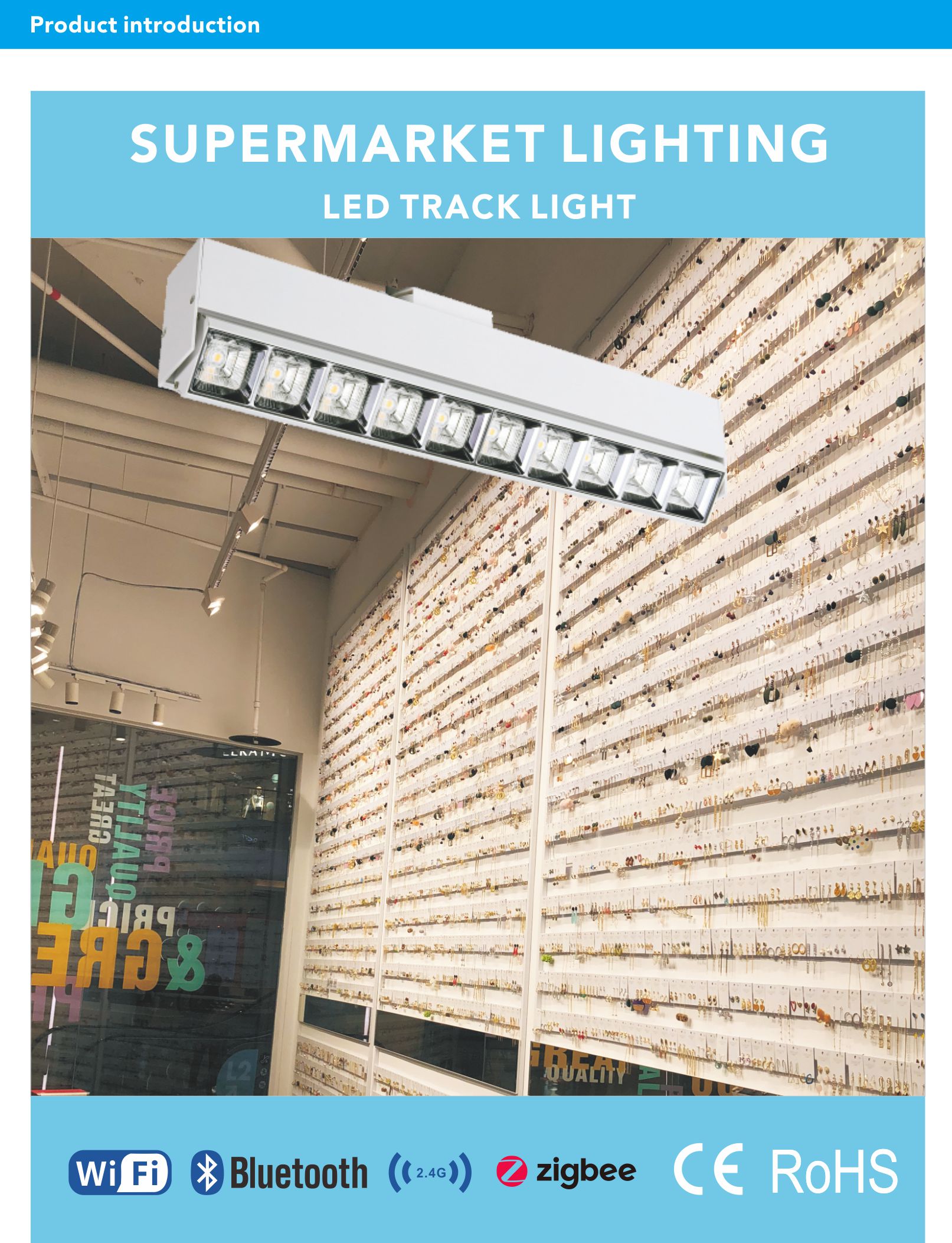 Supermarket 40W COB 2 Wires 3 Wires Indoor  Non-isolated Constant Current LED Track light