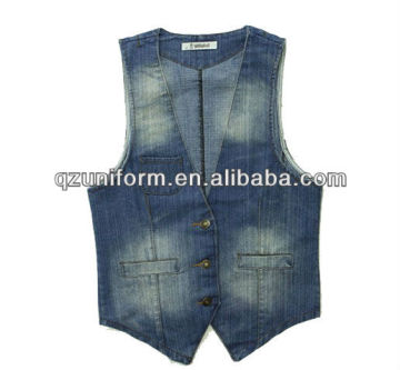 stoned washed casual denim vests wholesale
