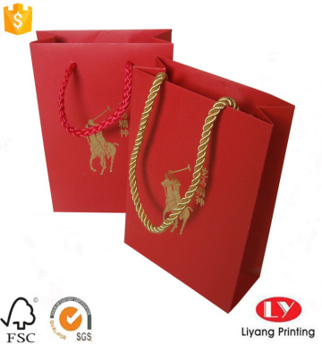 Red Paper Gift Bag with Gold Logo