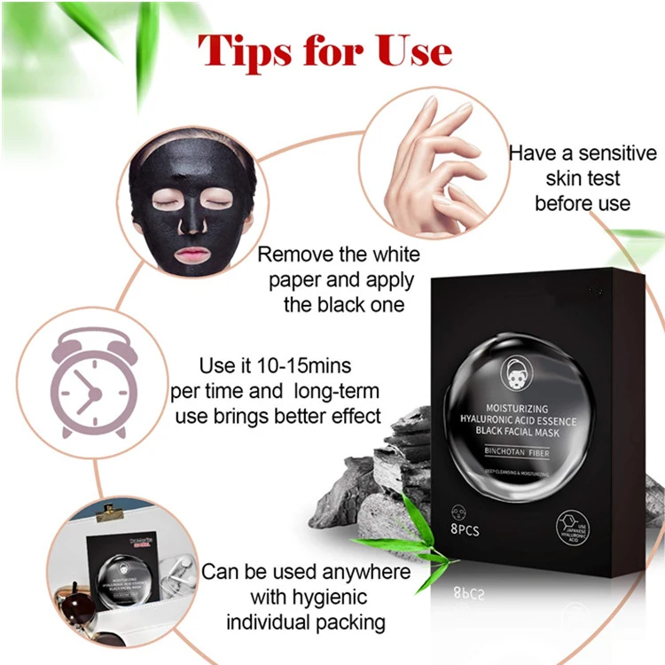 Deep Cleansing Purifying Pores Hydrating Face Mask Hyaluronic Acid Black Sheet Mask