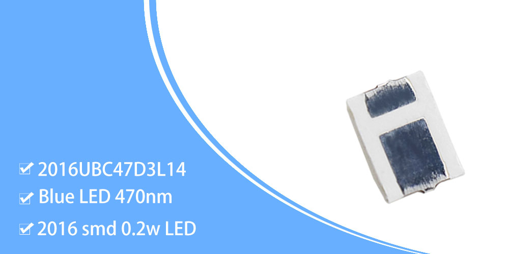 2016UBC47D3L14 2016 SMD Blue 470nm LED Emitters 0.2W