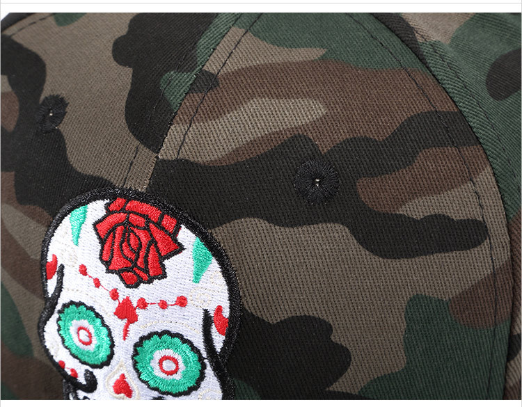 Hip hop camouflage hat skull embroidered baseball cap (8)