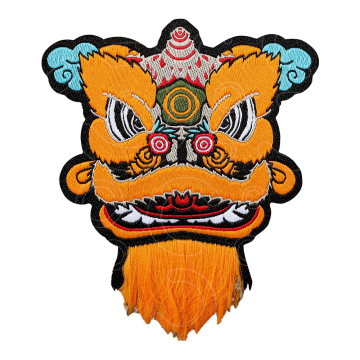 The lion dance cultural characteristic woven patch