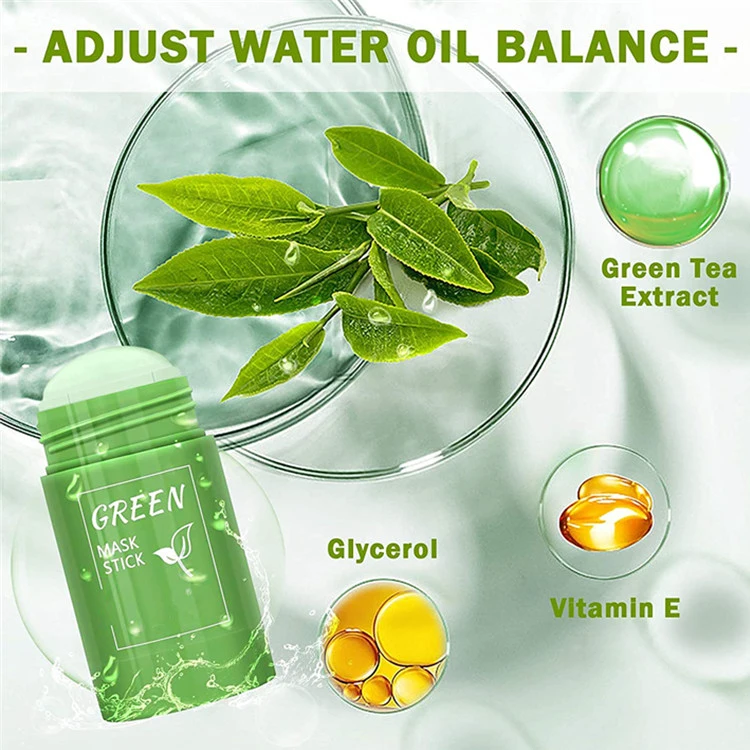 Skincare Beauty Products Private Label Skin Repair and Acne Remove Organic Green Tea Musk Clay Mask Stick Green Musk Stick