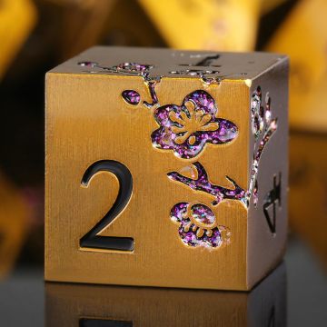 Flower Featured Solid Metal DND Dice Set of 7 PCS, Flower Metallic DND Dice Set for Dungeons and Dragon Tabletop Game