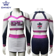 Customized all star rhinestones cheer uniforms