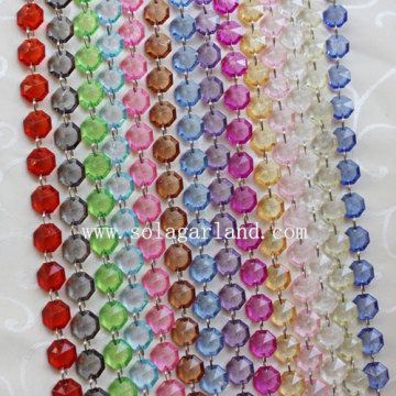Clear Crystal Octagon Beaded Wedding Garland Curtain Strands Chandelier Chains