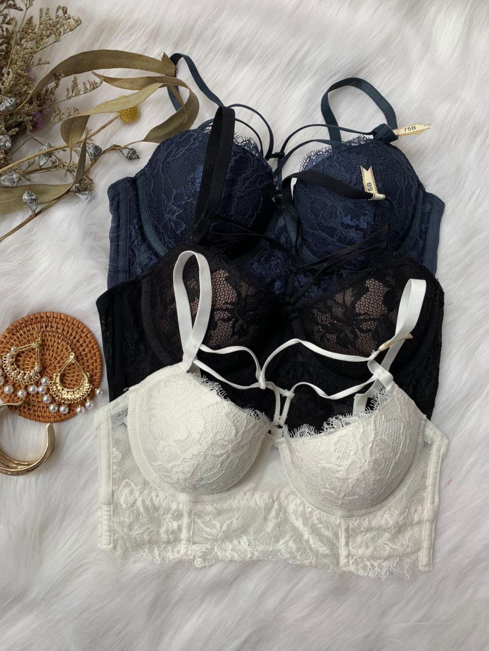 Eyelash Lace Floral Lace Satin Straps Underlined Gather T Shirt Bra