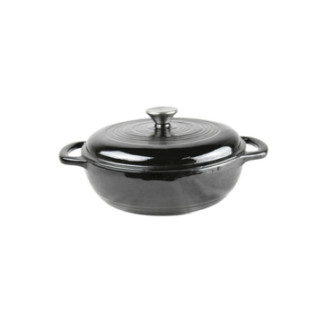 Black Enameled Cast Iron Stew Pot