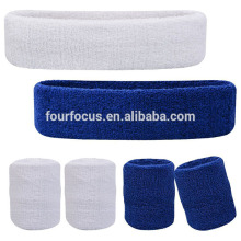 Thick Solid Color Sweatband Set (1 Headband + 2 Wristbands)