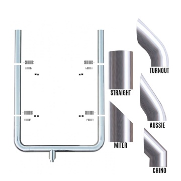 8\" Chrome Exhaust Kit with Flat Top Stacks and 120 Inch Long Drop Elbows