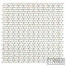 Polka Dots White Shiny Glass Mosaic Sheet