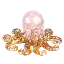 Rose Quartz Raw Chip Stone Resin Octopus Ornament for Home Decor