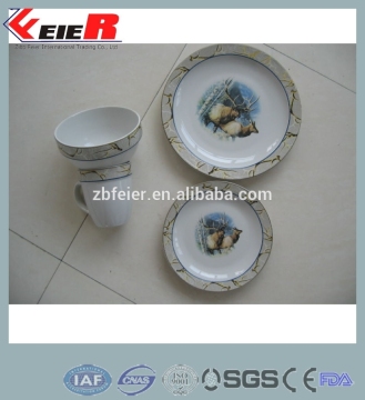 16 pieces ceramic decal dinnerware