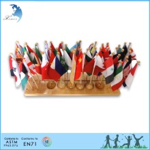 Hot sale Montessori teaching wooden aids , flags stand of the world