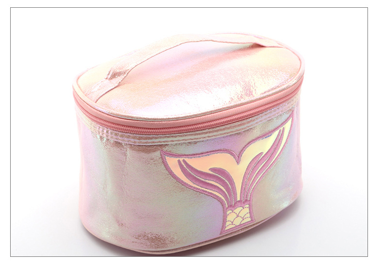 Wholesale Travel Hologram Pu Leather Mermaid Toiletry Bag Private Label Fashion Women Holographic Cosmetic Make Up Bags Cases